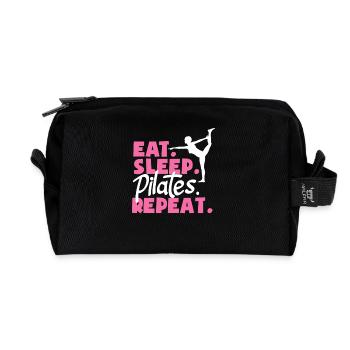 Pilates Eat Sleep Repeat pour les fans de fitness - Trousse de toilette en tissu recyclé - noir - Devant