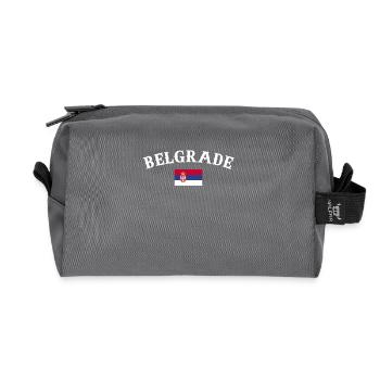 Belgrade Serbia Serbian Flag Proud Serb - Recycled Toiletry Zip Bag - anthracite - Front