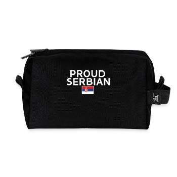 Fier Serbe Serbe Serbe Drapeau Serbe - Trousse de toilette en tissu recyclé - noir - Devant