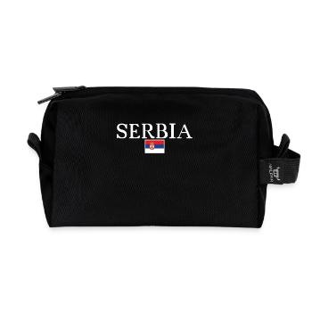 Serbie Serbie Drapeau serbe Fier Serbe - Trousse de toilette en tissu recyclé - noir - Devant