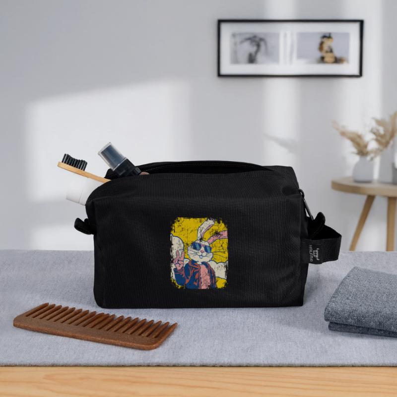 Cool Easter Bunny - Easter Egg - Gift Recycled Toiletry Zip Bag