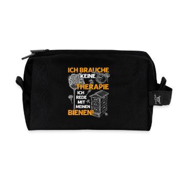 Ich brauche keine Therapie ich rede mit Bienen - Recycelte Kulturtasche - Schwarz - Vorne