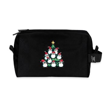 Pinguin Weihnachten Christbaum - Recycelte Kulturtasche - Schwarz - Vorne