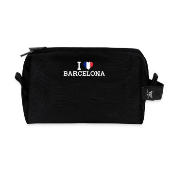 France Coeur J’aime Barcelone J’aime Mauvais Drapeau - Trousse de toilette en tissu recyclé - noir - Devant