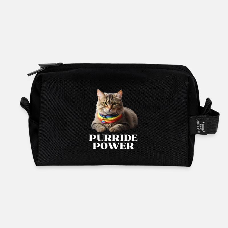 Purride Power Pride Cat Lover - Recycled Toiletry Zip Bag - black