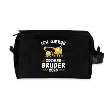 Ich werde großer Bruder 2026 Bagger - Recycelte Kulturtasche - Schwarz - Vorne