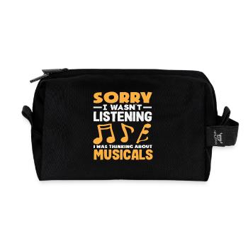 Désolé, les comédies musicales pensent amateur de musique - Trousse de toilette en tissu recyclé - noir - Devant