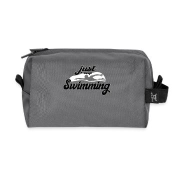 Schwimmen Motivationsschwimmer Swimming - Recycelte Kulturtasche - Anthrazit - Vorne