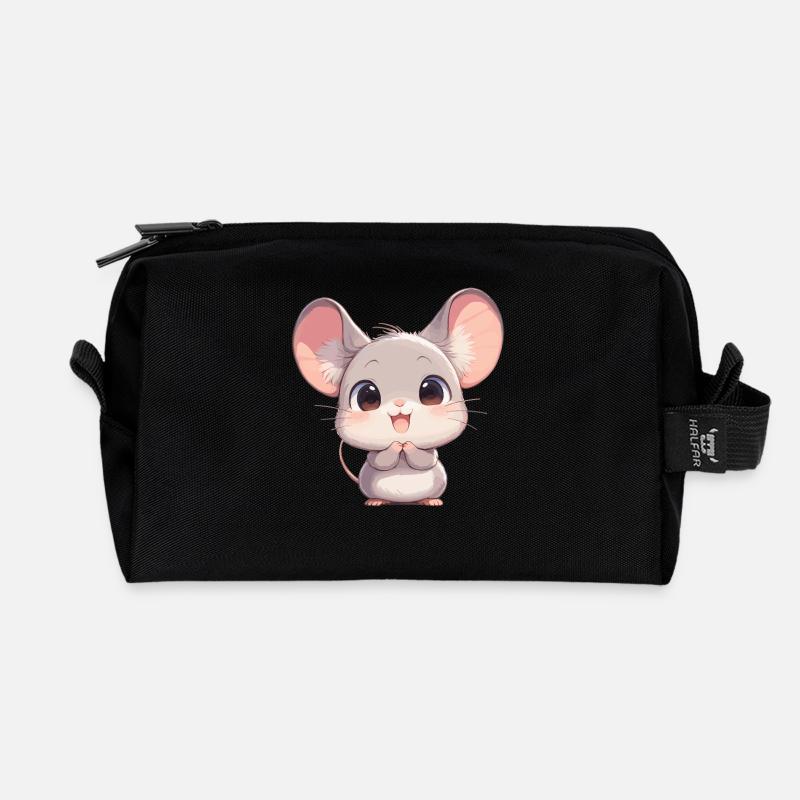 Mice Mouse - Recycled Toiletry Zip Bag - black