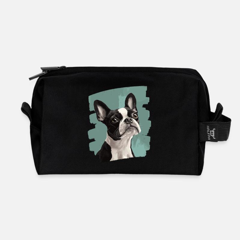 Boston Terrier - Recycelte Kulturtasche - Schwarz