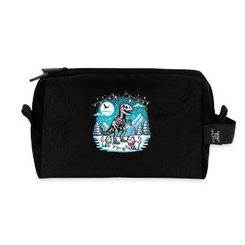 Katzen Skelett-Dino Weihnachten Lichter T-Rex - Recycelte Kulturtasche - Schwarz - Vorne