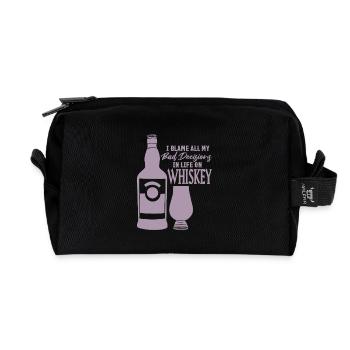 Bad Decisions Whiskey Sayings - Recycled Toiletry Zip Bag - black - Front