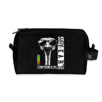 Bird Ostrich Sunglasses 18 Years Birthday - Recycled Toiletry Zip Bag - black - Front