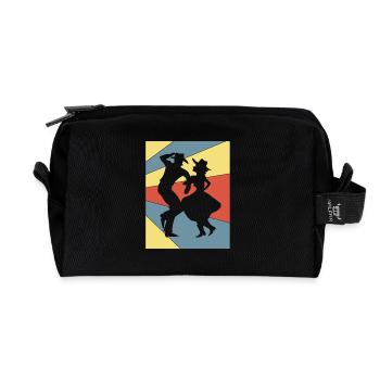 Square Dance - Recycled Toiletry Zip Bag - black - Front