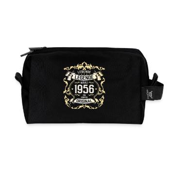 69th Birthday Gift Husband Original March 1956 - Recycled Toiletry Zip Bag - black - Front