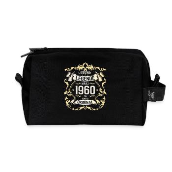65th Birthday Gift Husband Original March 1960 - Recycled Toiletry Zip Bag - black - Front