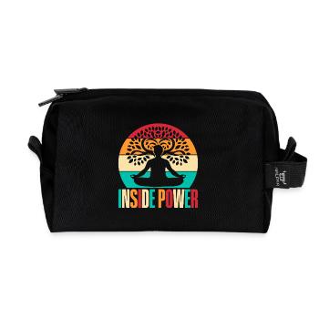 Yoga à l’intérieur du pouvoir Yoga drôle - Trousse de toilette en tissu recyclé - noir - Devant