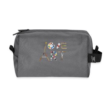 J’aime l’art Motif d’outil créatif - Trousse de toilette en tissu recyclé - anthracite - Devant