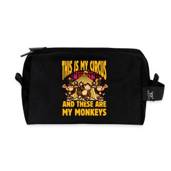 This is my Circus and these are my Monkeys - Recycled Toiletry Zip Bag - black - Front