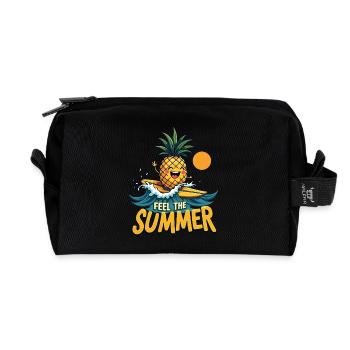 Pineapple Surfer Surf Feel the Summer - Recycled Toiletry Zip Bag - black - Front