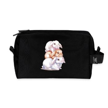Pile de lapin mignonne pour les amateurs de lapins - Trousse de toilette en tissu recyclé - noir - Devant