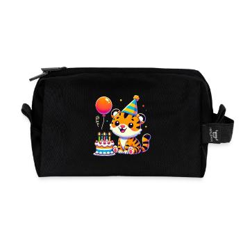 Tiger Kid Celebrating Birthday - Recycelte Kulturtasche - Schwarz - Vorne