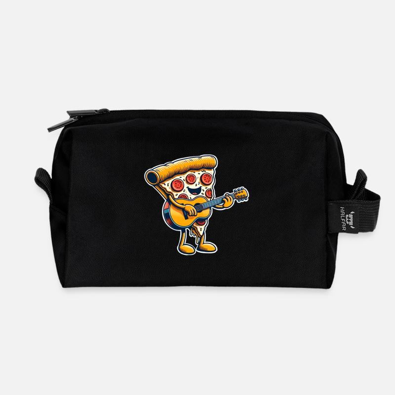Pizza Gitarre - Recycelte Kulturtasche - Schwarz