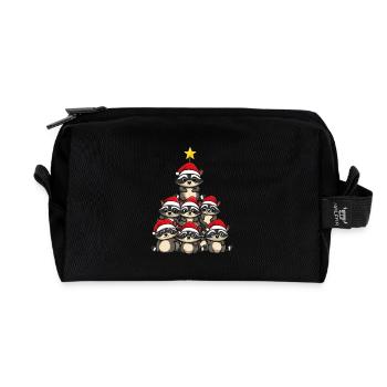 Waschbär Weihnachten Christbaum - Recycelte Kulturtasche - Schwarz - Vorne