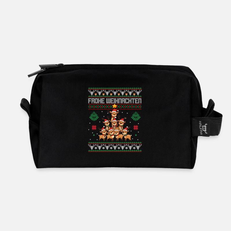 Renntier Weihnachtsbaum Weihnachten - Recycelte Kulturtasche - Schwarz