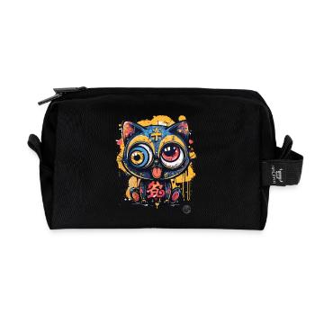 Crazy Graffiti Cat Street Art Style - Trousse de toilette en tissu recyclé - noir - Devant