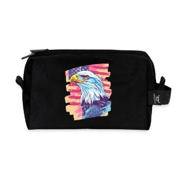 American flag with eagle - Recycled Toiletry Zip Bag - black - Front