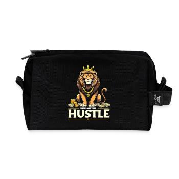 Hustle King – Lion Lion Winners & Movers & Shakers - Recycled Toiletry Zip Bag - black - Front