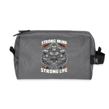 Strong Mind Strong Life Fitness Sportler Gym - Recycelte Kulturtasche - Anthrazit - Vorne