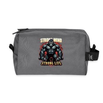 Strong Mind Strong Life Fitness Sportler Gym - Recycelte Kulturtasche - Anthrazit - Vorne