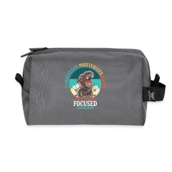 Unbothered Moisturized Happy Hippo In My Lane - Recycled Toiletry Zip Bag - anthracite - Front