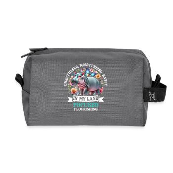 Unbothered Moisturized Happy Hippo In My Lane - Recycled Toiletry Zip Bag - anthracite - Front