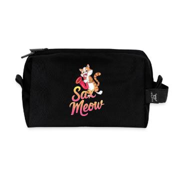 Sax Meow Katze Spielt Saxophon Lustig - Recycelte Kulturtasche - Schwarz - Vorne