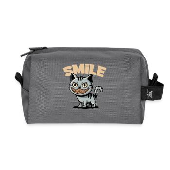 Lächeln Katze Grinsen Comic Stil Smile - Recycelte Kulturtasche - Anthrazit - Vorne