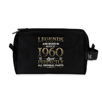 65th Birthday Gift Husband Original March 1960 - Recycled Toiletry Zip Bag - black - Front