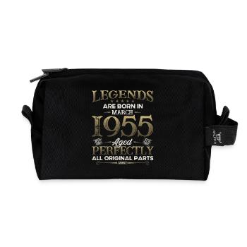 70th Birthday Gift Husband Original March 1955 - Recycled Toiletry Zip Bag - black - Front