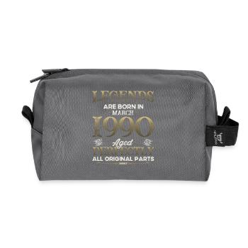 35th Birthday Gift Husband Original March 1990 - Recycled Toiletry Zip Bag - anthracite - Front
