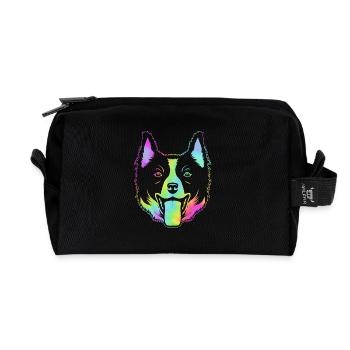 Border Collie - Recycled Toiletry Zip Bag - black - Front