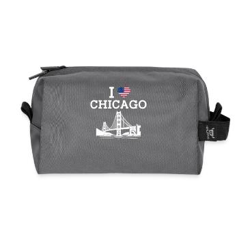 I love Chicago USA Herzflagge Golden Gate Brücke - Recycelte Kulturtasche - Anthrazit - Vorne
