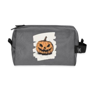 Halloween Kürbis - Recycelte Kulturtasche - Anthrazit - Vorne