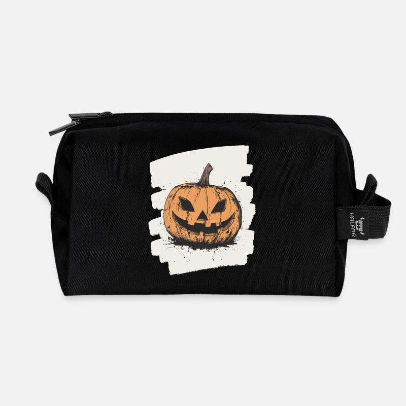 Halloween Kürbis - Recycelte Kulturtasche - Schwarz