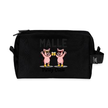 Malle Party Crew Lustige Schweine Bier Spaß - Recycelte Kulturtasche - Schwarz - Vorne