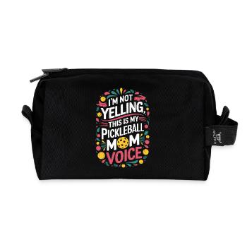 Pickleball Saying Mom Funny Pickleball Gift - Recycled Toiletry Zip Bag - black - Front