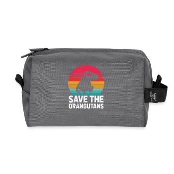 Orangs-outans amoureux des animaux Orangs-outans - Trousse de toilette en tissu recyclé - anthracite - Devant