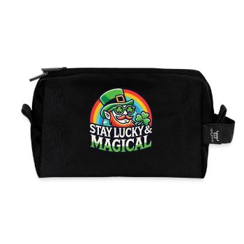Restez heureux et magique le jour de la Saint-Patrick - Trousse de toilette en tissu recyclé - noir - Devant