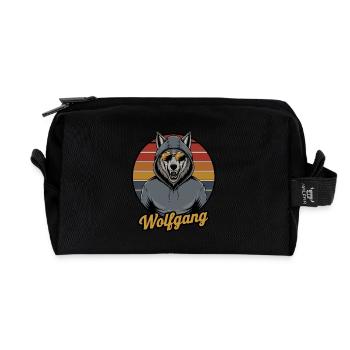Wolfgang, Der Coole Wolf Im Hoodie Mit - Recycelte Kulturtasche - Schwarz - Vorne